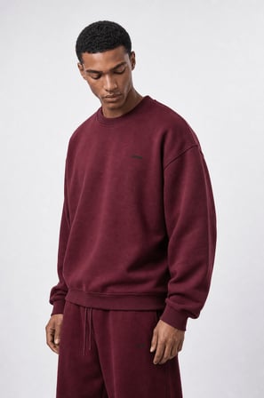 Erkek Respire Basic Oversize Sweatshirt Bordo