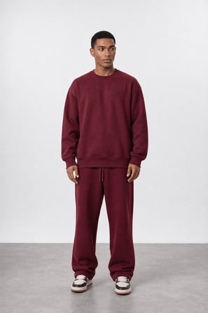 Erkek Respire Basic Oversize Sweatshirt Bordo