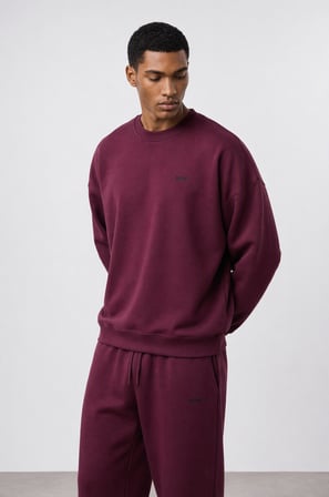 Erkek Respire Basic Oversize Sweatshirt Vişne