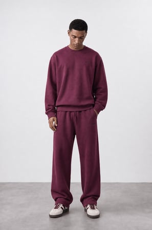 Erkek Respire Basic Oversize Sweatshirt Vişne