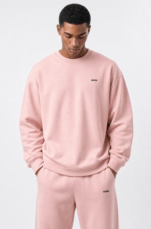 Erkek Respire Basic Oversize Sweatshirt Pembe