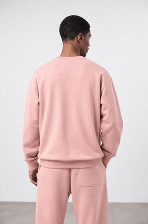 Erkek Respire Basic Oversize Sweatshirt Pembe