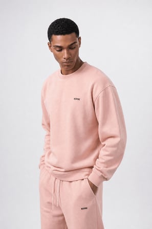 Erkek Respire Basic Oversize Sweatshirt Pembe