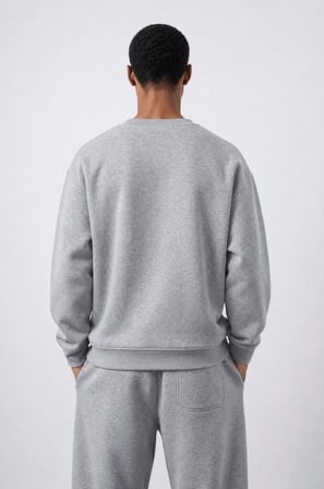 Erkek Respire Basic Oversize Sweatshirt Gri Melanj