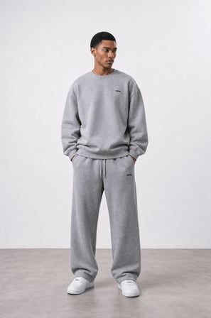 Erkek Respire Basic Oversize Sweatshirt Gri Melanj