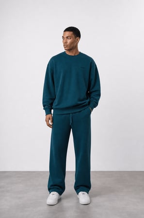 Erkek Respire Basic Oversize Sweatshirt Zümrüt