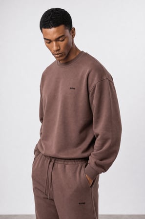 Erkek Respire Basic Oversize Sweatshirt Kakao