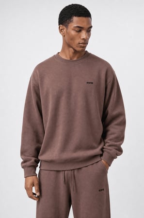 Erkek Respire Basic Oversize Sweatshirt Kakao