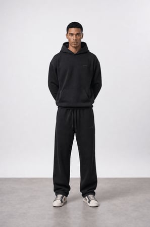 Erkek Respire Basic Oversize Hoodie Siyah