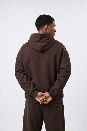 Erkek Respire Basic Oversize Hoodie Kahve