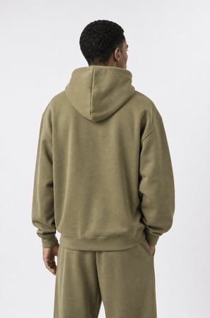 Erkek Respire Basic Oversize Hoodie Haki