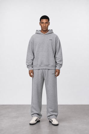 Erkek Respire Basic Oversize Hoodie Gri Melanj