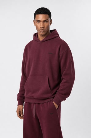 Erkek Respire Basic Oversize Hoodie Bordo