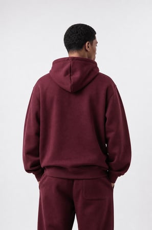 Erkek Respire Basic Oversize Hoodie Bordo