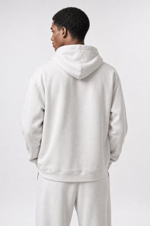 Erkek Respire Basic Oversize Hoodie Ekru