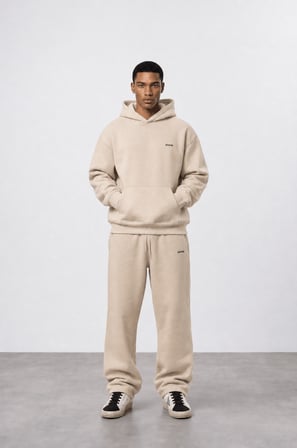 Erkek Respire Basic Oversize Hoodie Bej