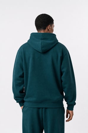 Erkek Respire Basic Oversize Hoodie Zümrüt
