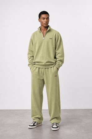 Erkek Respire Basic Half Zip Oversize Sweatshirt Küf