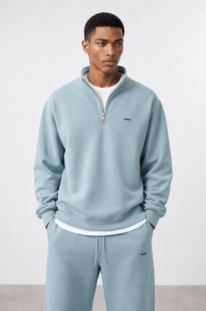 Erkek Respire Basic Half Zip Oversize Sweatshirt Prada