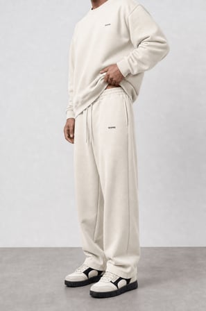 Erkek Respire Basic Baggy Eşofman Altı Ekru