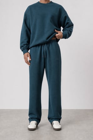 Erkek Respire Basic Baggy Eşofman Altı Zümrüt