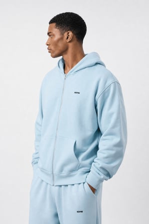 Erkek Respire Basic Oversize Zip Bebe Mavi