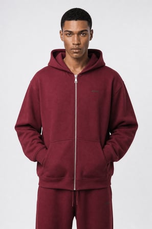 Erkek Respire Basic Oversize Zip Bordo