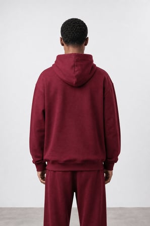 Erkek Respire Basic Oversize Zip Bordo