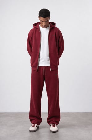 Erkek Respire Basic Oversize Zip Bordo