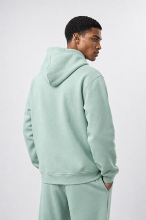 Erkek Respire Basic Oversize Zip Su Yeşili