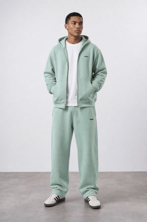 Erkek Respire Basic Oversize Zip Su Yeşili