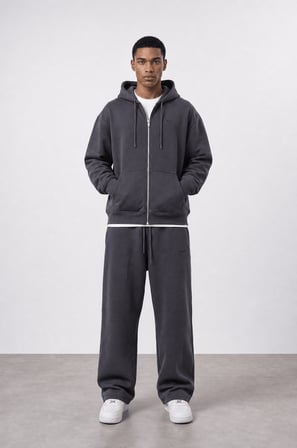 Erkek Respire Basic Oversize Zip Füme