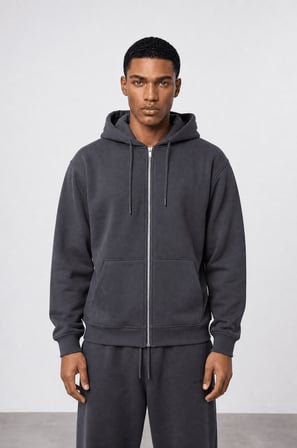 Erkek Respire Basic Oversize Zip Füme