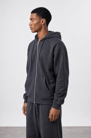 Erkek Respire Basic Oversize Zip Füme