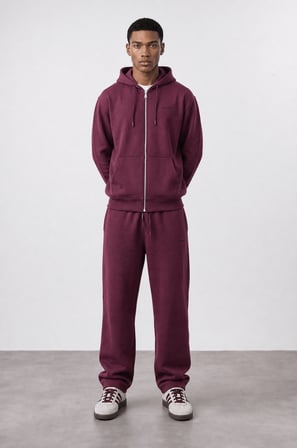 Erkek Respire Basic Oversize Zip Vişne