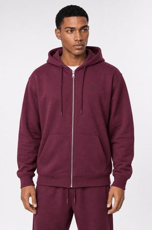 Erkek Respire Basic Oversize Zip Vişne