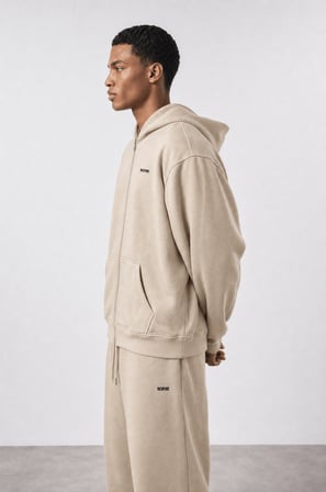 Erkek Respire Basic Oversize Zip Bej