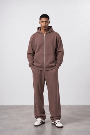 Erkek Respire Basic Oversize Zip Kakao