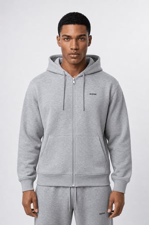 Erkek Respire Basic Oversize Zip Gri Melanj