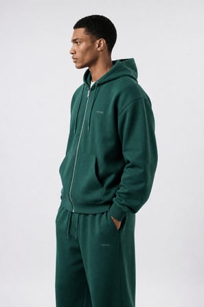 Erkek Respire Basic Oversize Zip Zümrüt