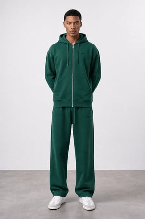 Erkek Respire Basic Oversize Zip Zümrüt