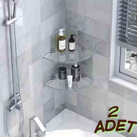 2 Adet 8mm Pleksi Hayalet v Raf | Banyo Mutfak Organizer Düzenleyici Metal Ayak Bağlantlı 18cm