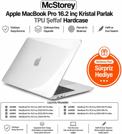 MacBook Pro 16.2 İnç Kılıf A2485 A2780 A2991 A3403 A3186 A3428 A3429 Uyumlu Kristal Parlak Şeffaf Sert Kapak İnce Hafif Koruyucu Crystal Clear Hard Case