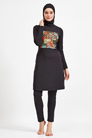 Maresiva Siyah Likralı Tesettür Mayo