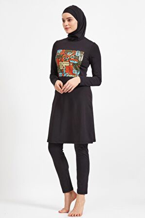 Maresiva Siyah Likralı Tesettür Mayo