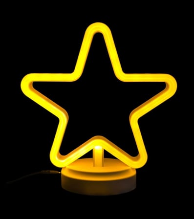 Neon Işıklı Yıldız Masa Gece Lambası Pil+usb