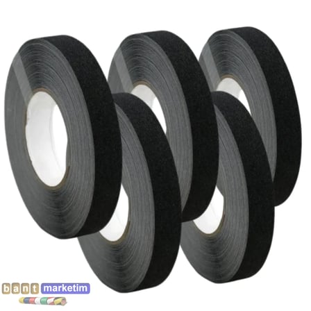 5 Adet Merdiven Ve Zemin Kaydırmaz Kaymaz Bant 25 mm x25 mt Siyah