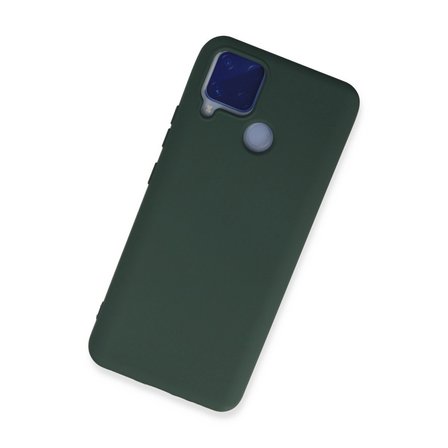 Realme C15 Kılıf Nano İçi Kadife Silikon - Koyu Yeşil