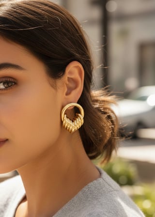 Pirinç Gold Renk Halka Sarmal Model Vintage Kadın Küpe TJ-BKP11640