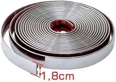 Yapışkanlı Nikelaj Şerit Bant Çıta, 18mm, 5 Metre, Krom